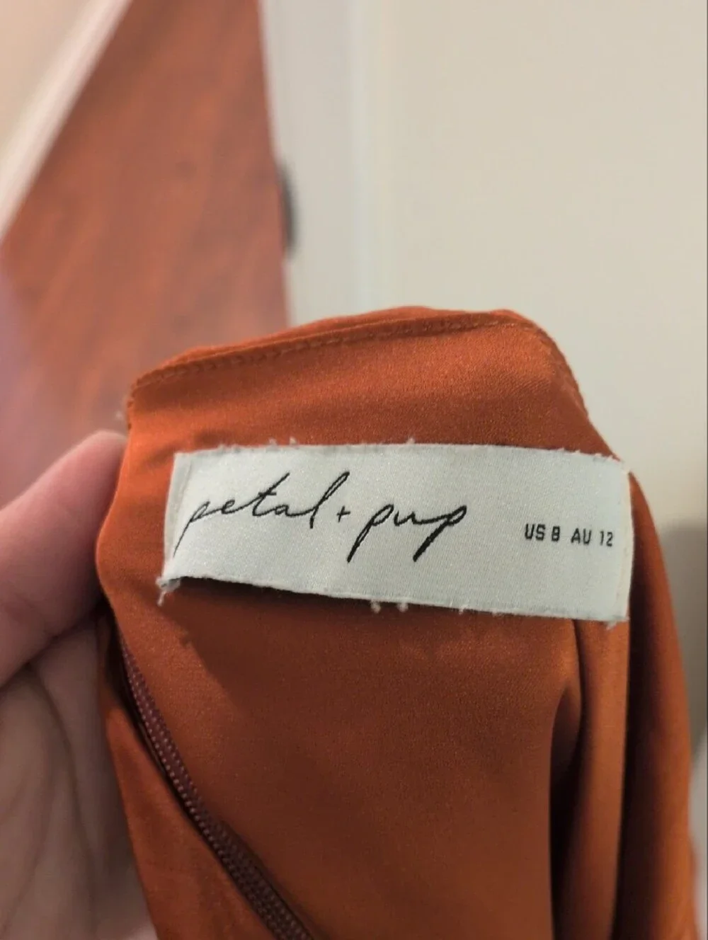 Petal & Pup Rust Orange Naira Pleated Maxi Dress Size 8